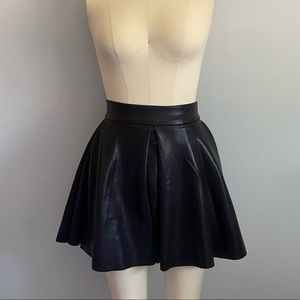 Black Faux Snakeskin Flared Short Skirt, Size Small